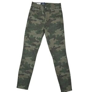 Gap True Skinny Ankle Jeans Women 26/2R Olive Camo Excellent High Rise Stretch